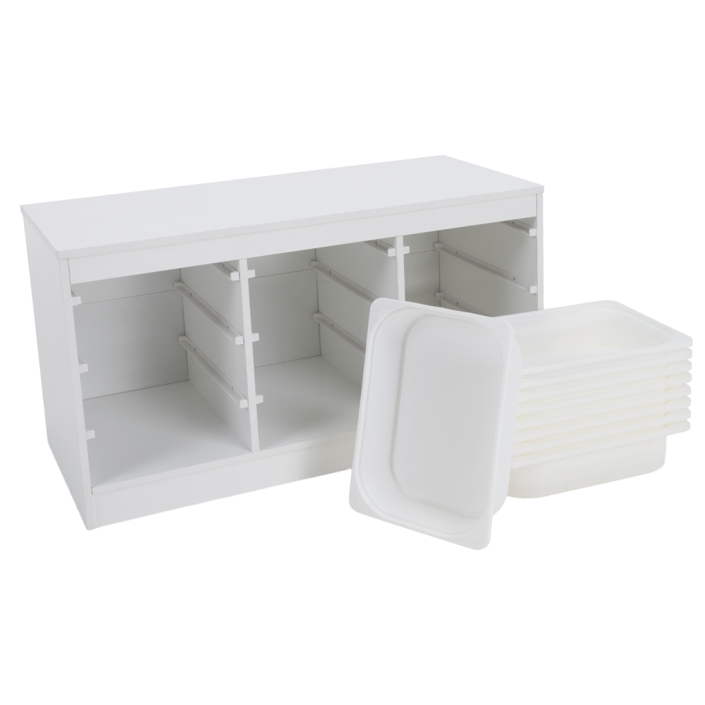 Organizér s úložnými boxy, bílá, TRIMAL