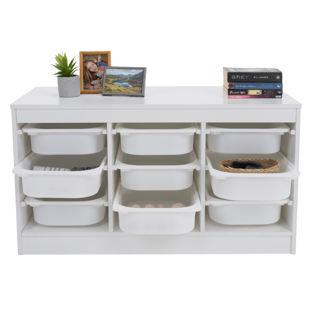 Organizér s úložnými boxy, bílá, TRIMAL