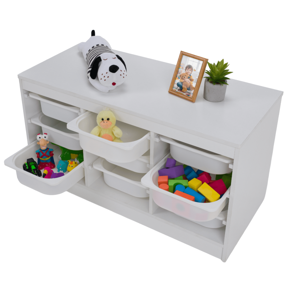 Organizér s úložnými boxy, bílá, TRIMAL