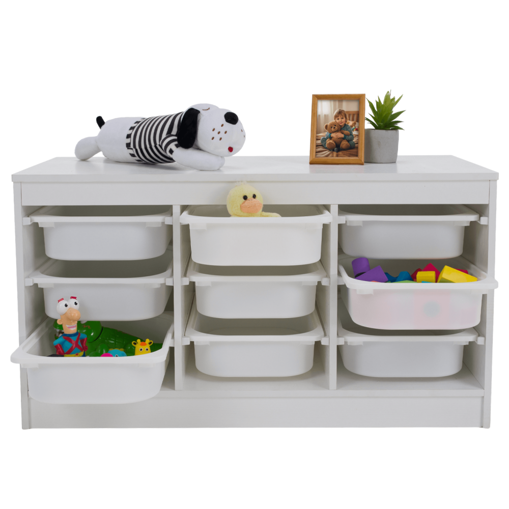 Organizér s úložnými boxy, bílá, TRIMAL