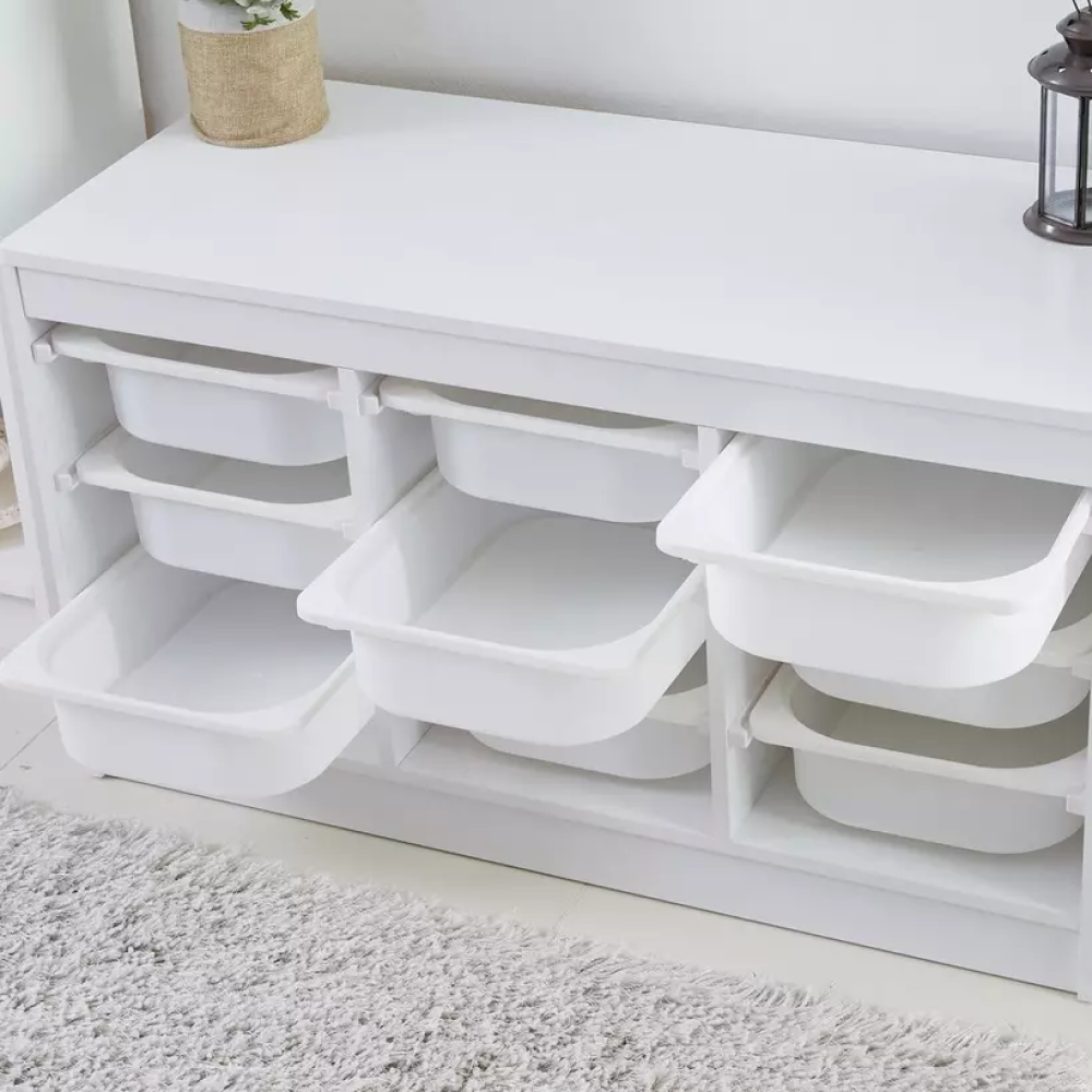 Organizér s úložnými boxy, bílá, TRIMAL