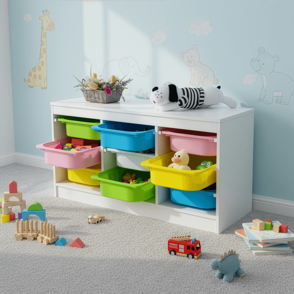 Organizér s úložnými boxy, bílá/mix barev, TRIMAL