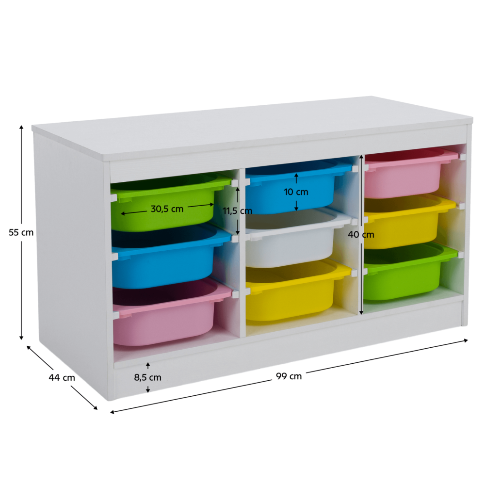 Organizér s úložnými boxy, bílá/mix barev, TRIMAL