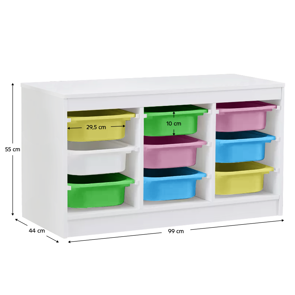 Organizér s úložnými boxy, bílá/mix barev, TRIMAL