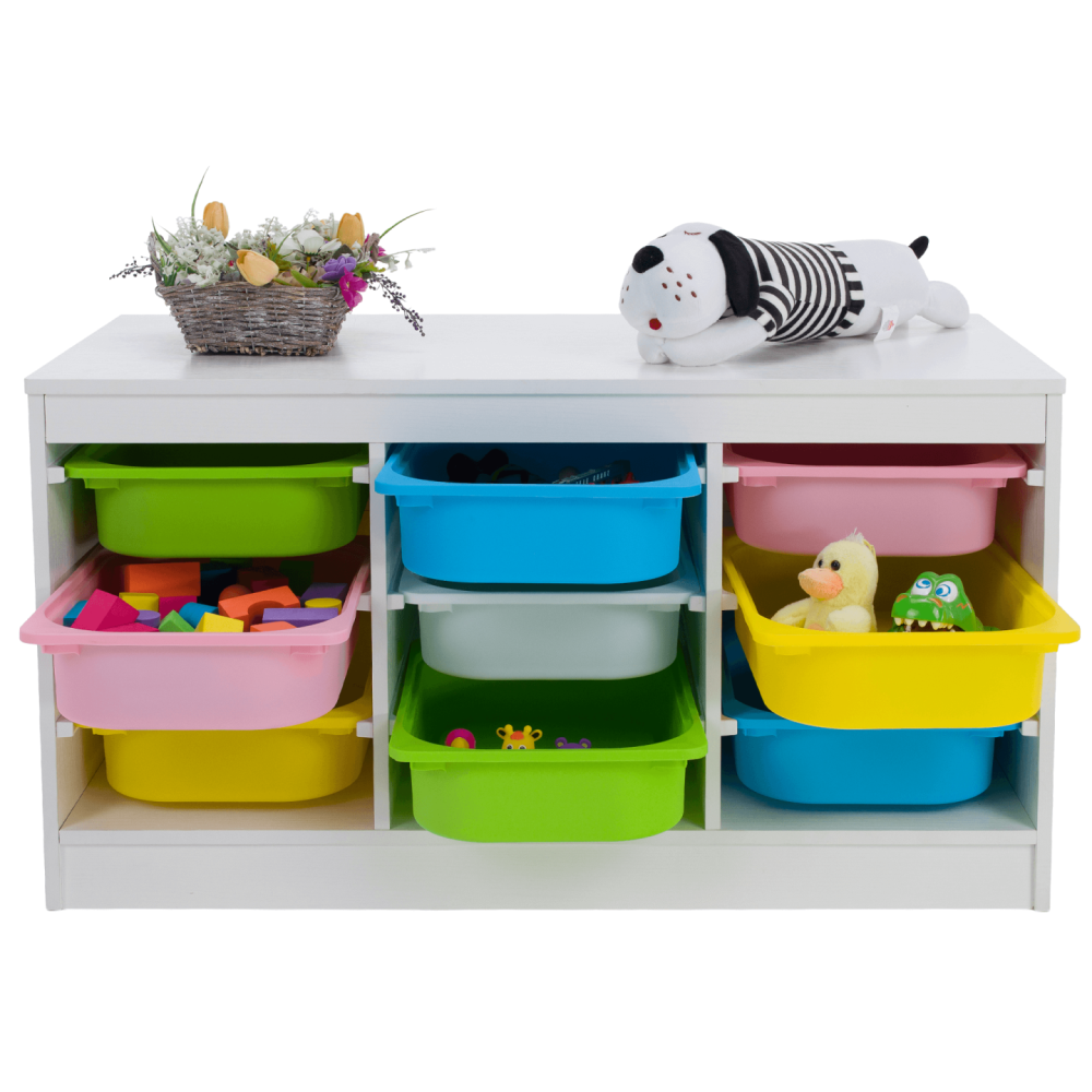 Organizér s úložnými boxy, bílá/mix barev, TRIMAL