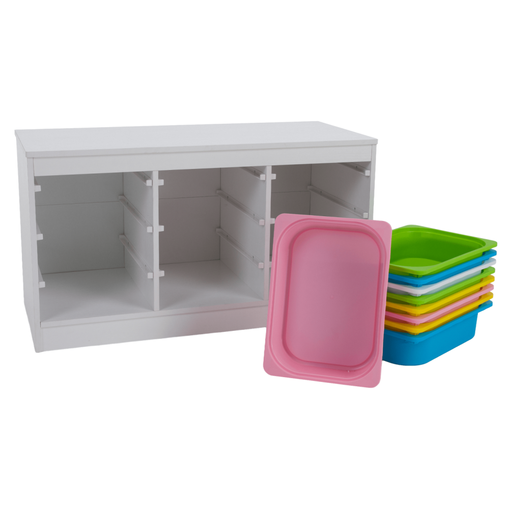 Organizér s úložnými boxy, bílá/mix barev, TRIMAL