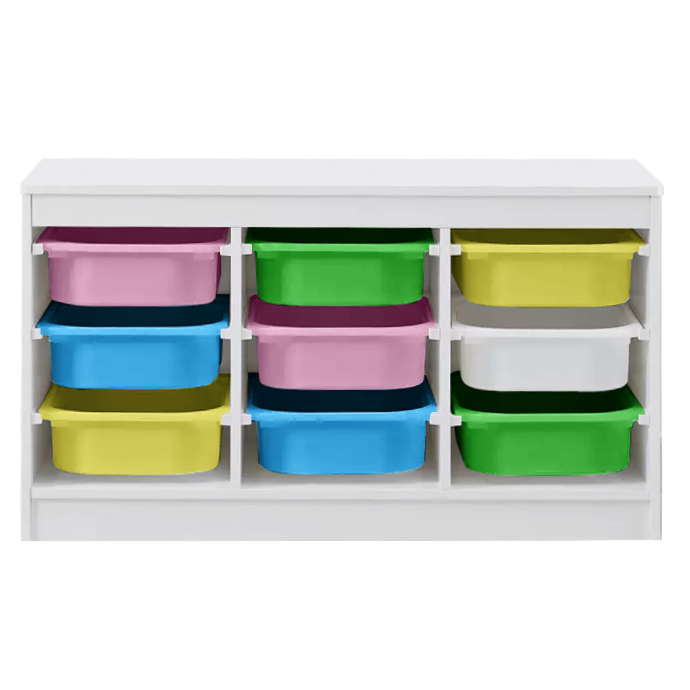 Organizér s úložnými boxy, bílá/mix barev, TRIMAL