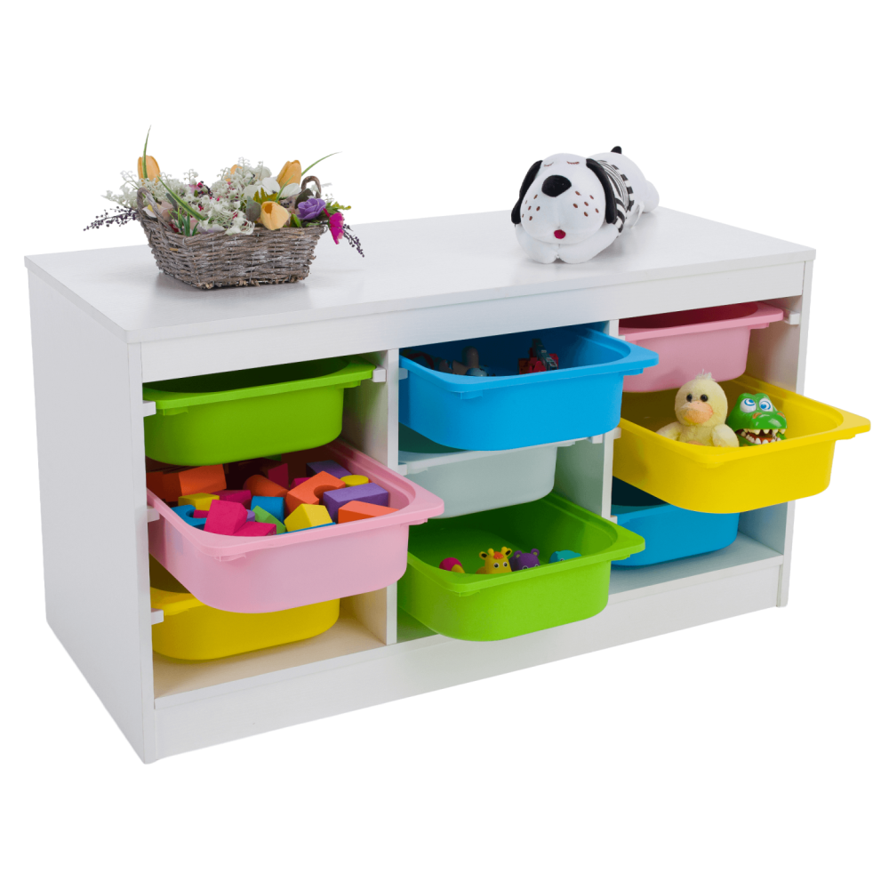 Organizér s úložnými boxy, bílá/mix barev, TRIMAL