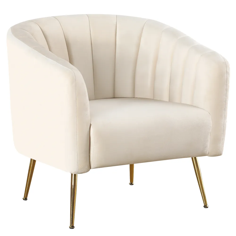 Designové křeslo, béžová Velvet látka/gold chrom-zlatý, BAGY