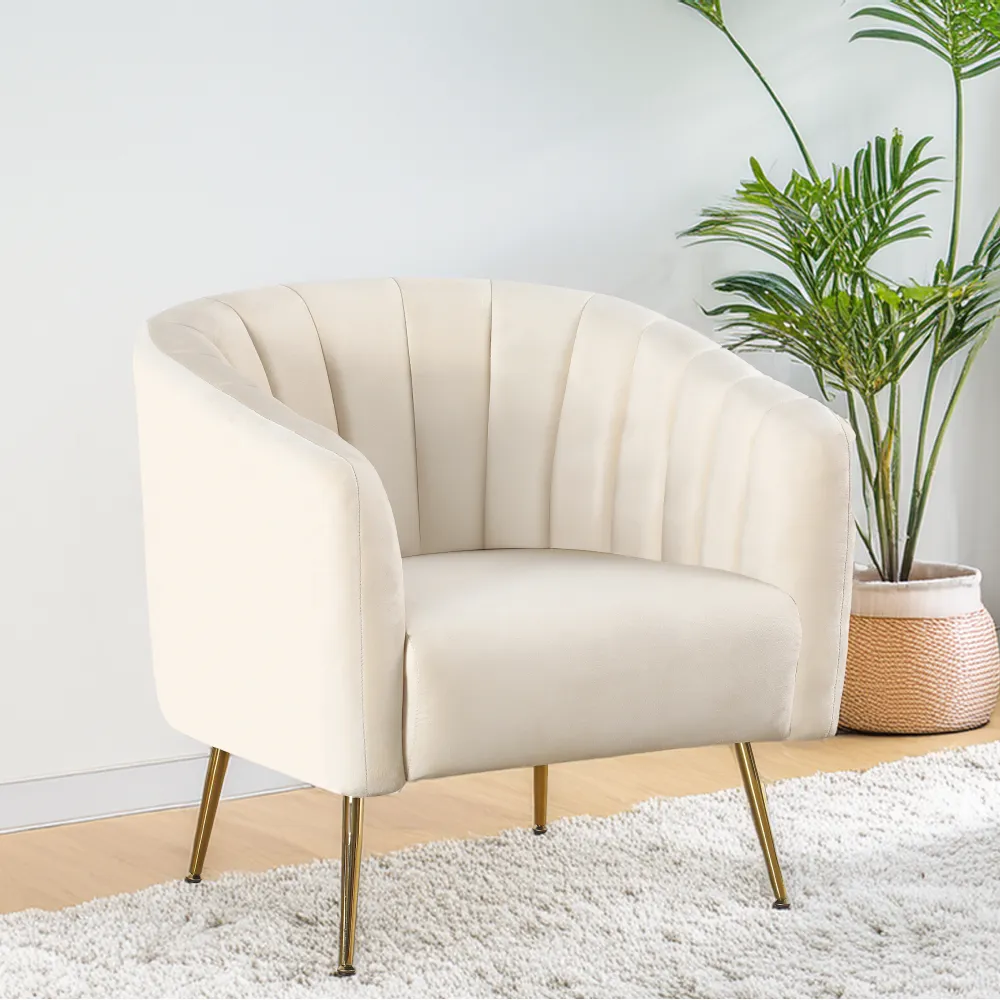 Designové křeslo, béžová Velvet látka/gold chrom-zlatý, BAGY