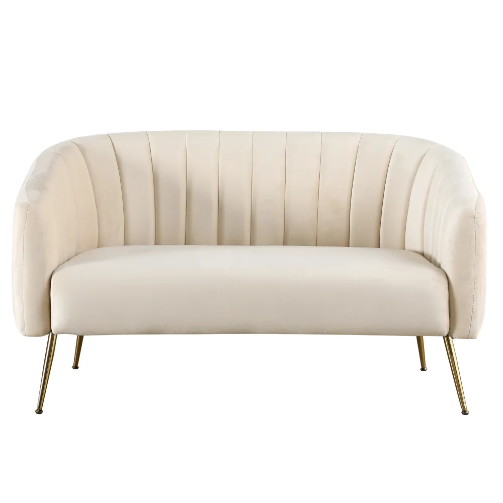 Designový 2-sed, béžová Velvet látka/gold chrom-zlatý, BAGY