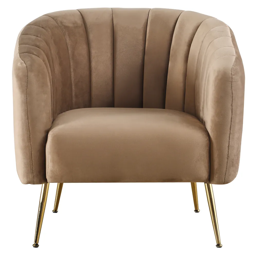 Designové křeslo, hnědá Velvet látka/gold chrom-zlatý, BAGY