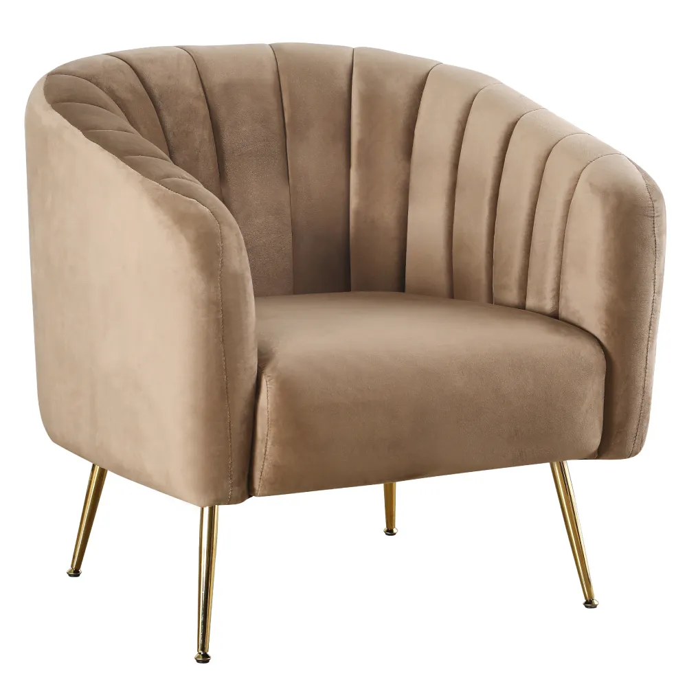 Designové křeslo, hnědá Velvet látka/gold chrom-zlatý, BAGY
