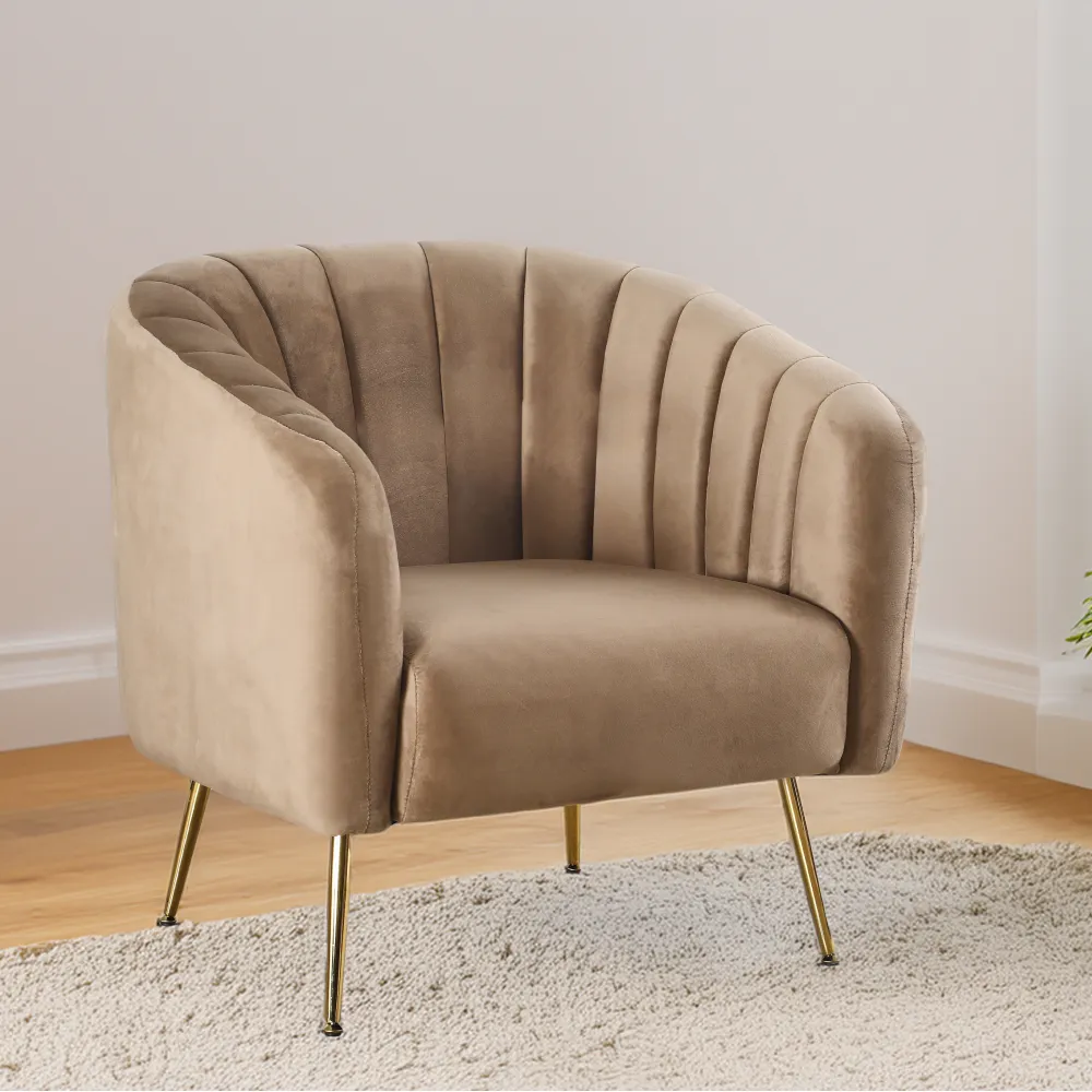 Designové křeslo, hnědá Velvet látka/gold chrom-zlatý, BAGY