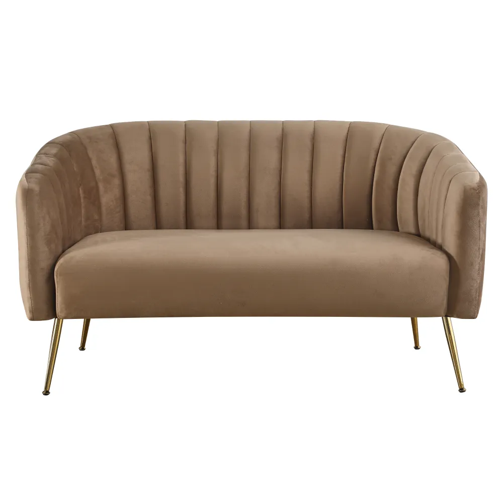 Designový 2-sed, hnědá Velvet látka/gold chrom-zlatý, BAGY