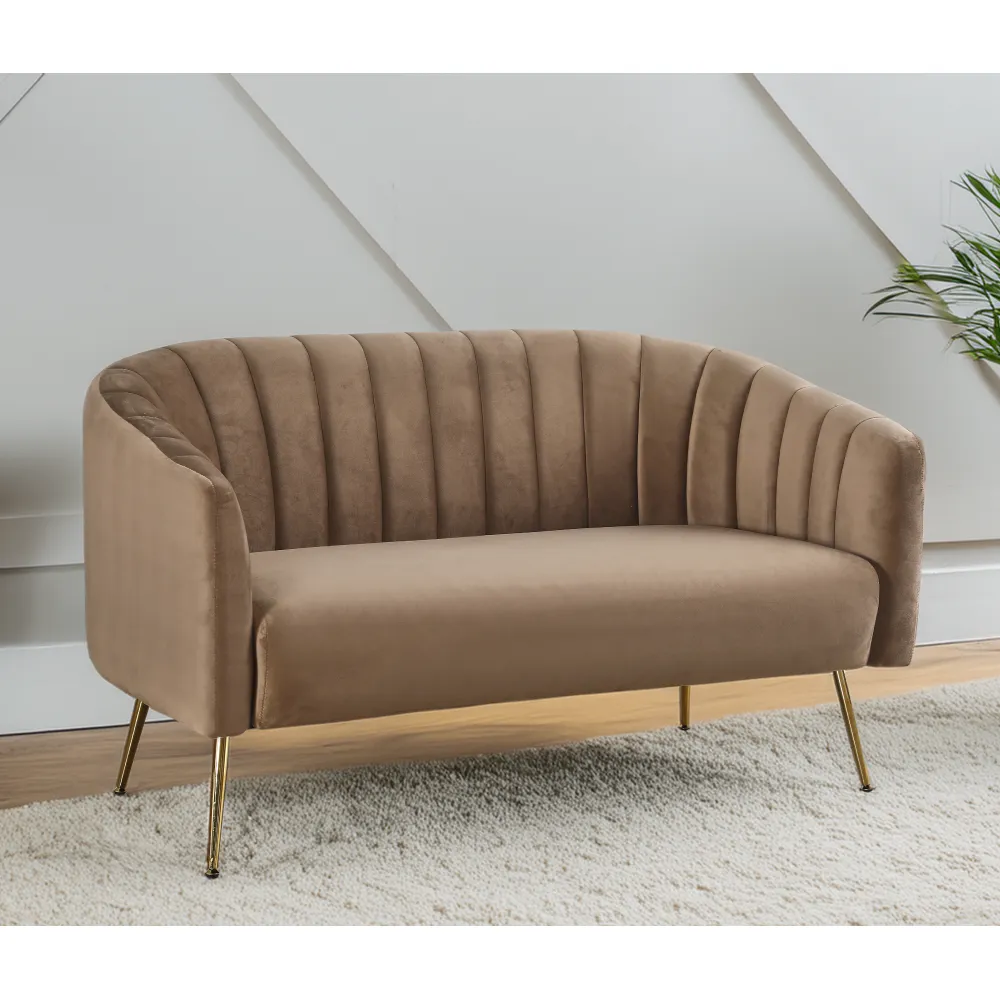 Designový 2-sed, hnědá Velvet látka/gold chrom-zlatý, BAGY