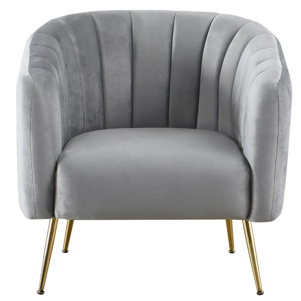 Designové křeslo, šedá Velvet látka/gold chrom-zlatý, BAGY