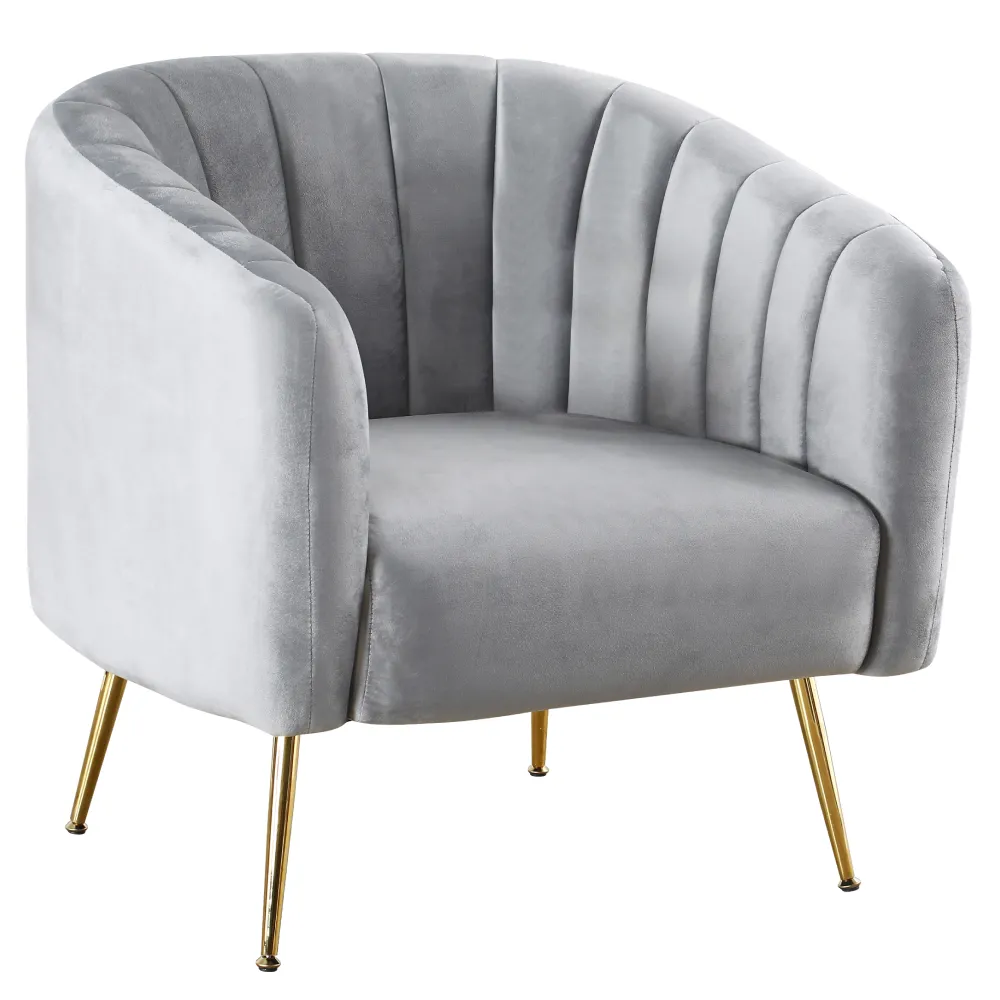 Designové křeslo, šedá Velvet látka/gold chrom-zlatý, BAGY