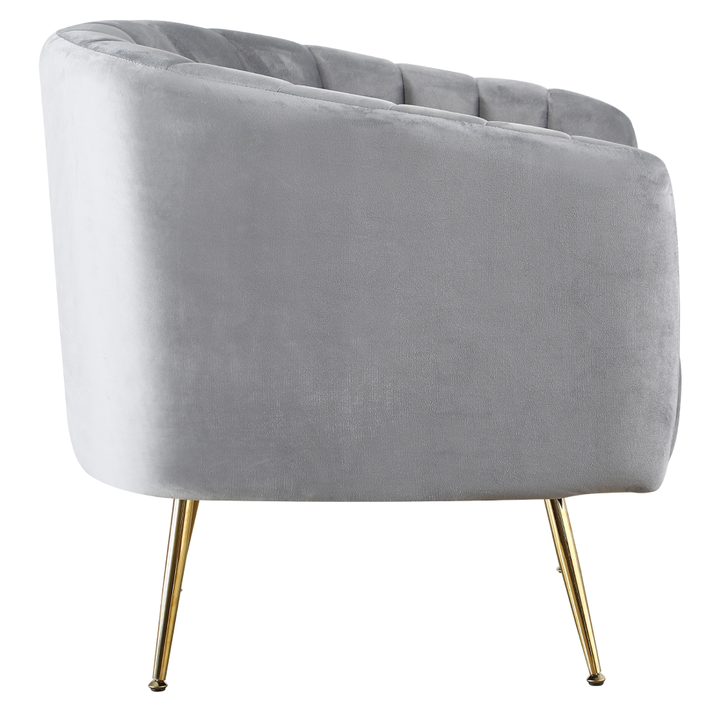 Designové křeslo, šedá Velvet látka/gold chrom-zlatý, BAGY