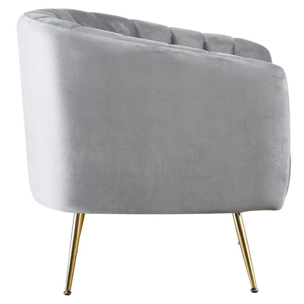 Designové křeslo, šedá Velvet látka/gold chrom-zlatý, BAGY