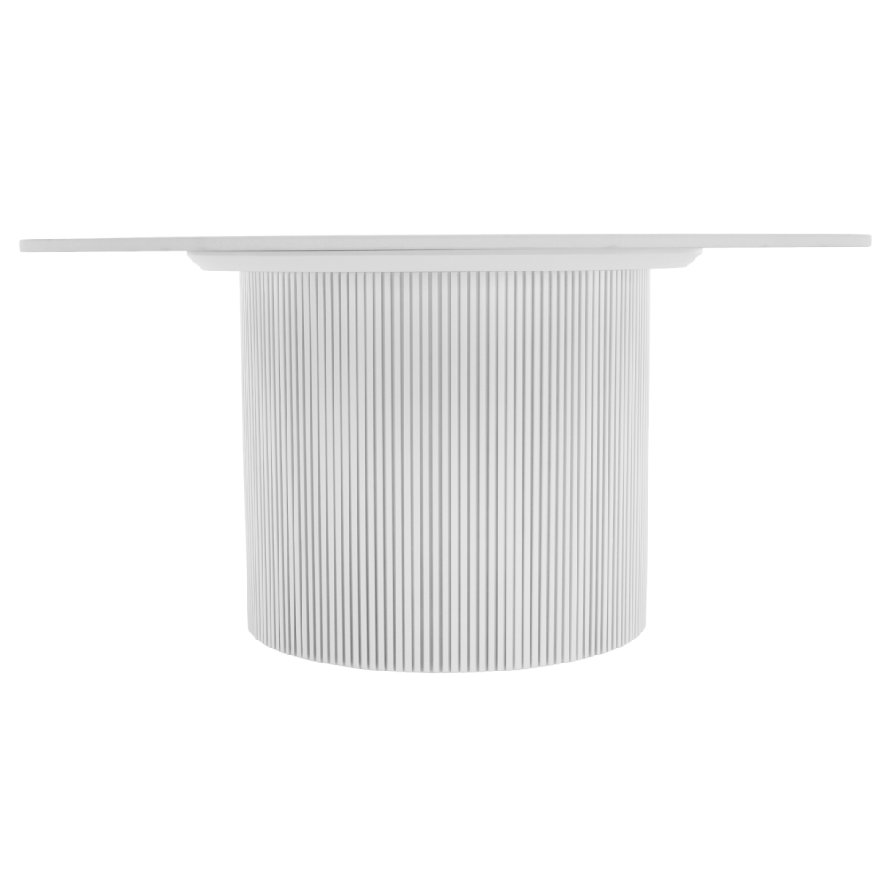 Konferenční stolek, bílý mramor/MDF, průměr 80 cm, MAHIR TYP 1