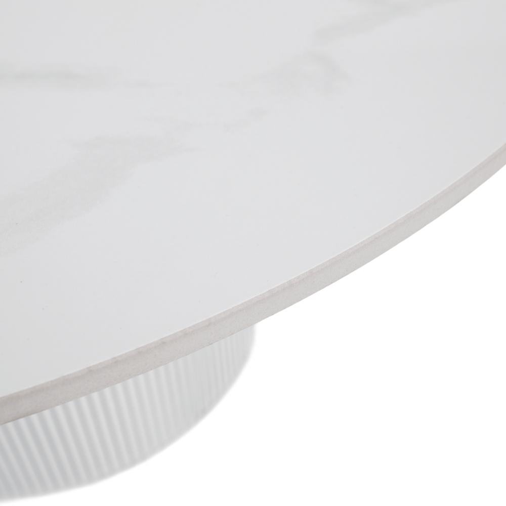 Konferenční stolek, bílý mramor/MDF, průměr 80 cm, MAHIR TYP 1