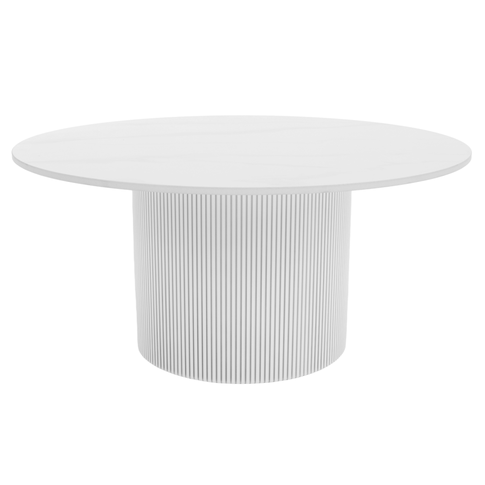 Konferenční stolek, bílý mramor/MDF, průměr 80 cm, MAHIR TYP 1