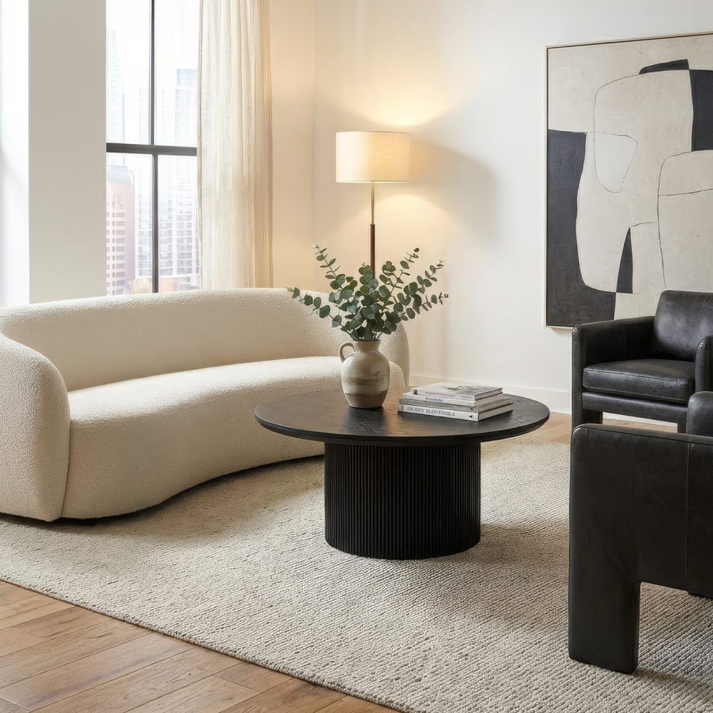 Konferenční stolek, černá, průměr 80 cm, MAHIR TYP 2