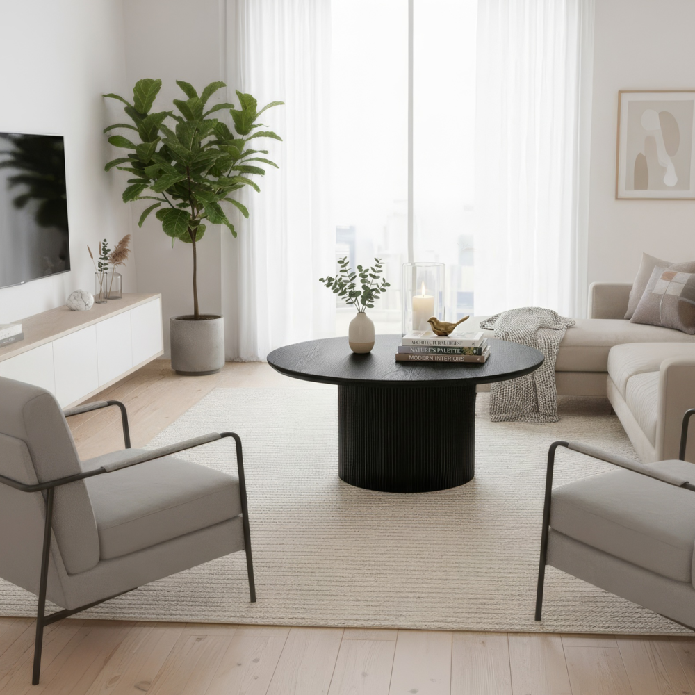 Konferenční stolek, černá, průměr 80 cm, MAHIR TYP 2