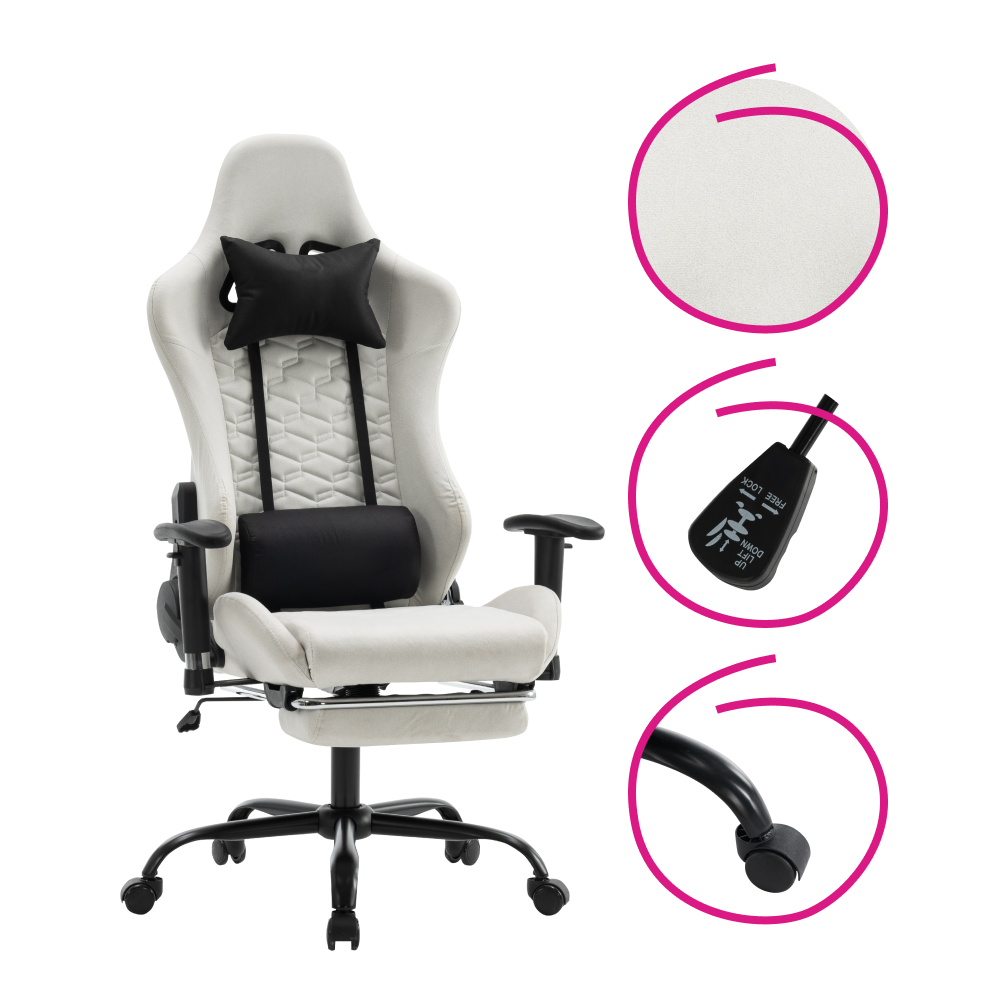 Kancelářské/herní křeslo, bílá/černá, PAPIBAS