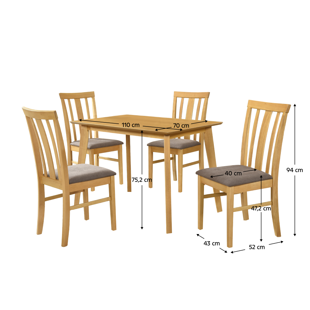 Jídelní set 1+4, dub sonoma světlý/tmavě hnědá, ROIS SET
