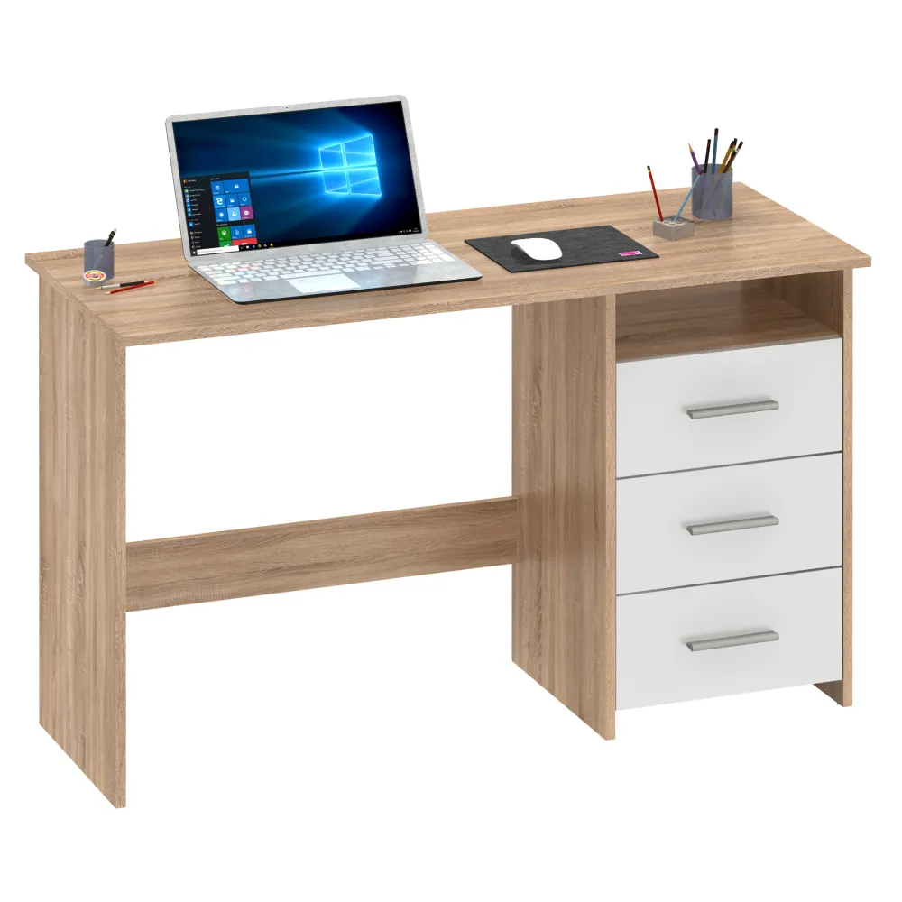 PC stůl, dub sonoma/bílá, LARISTOTE NEW