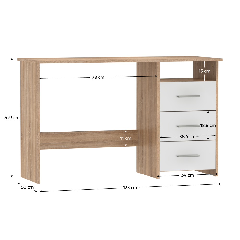 PC stůl, dub sonoma/bílá, LARISTOTE NEW