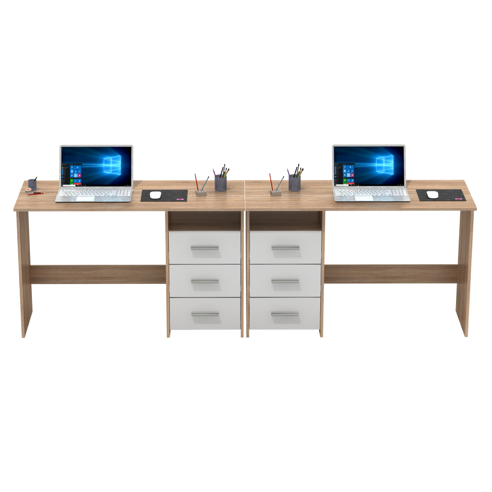 PC stůl, dub sonoma/bílá, LARISTOTE NEW