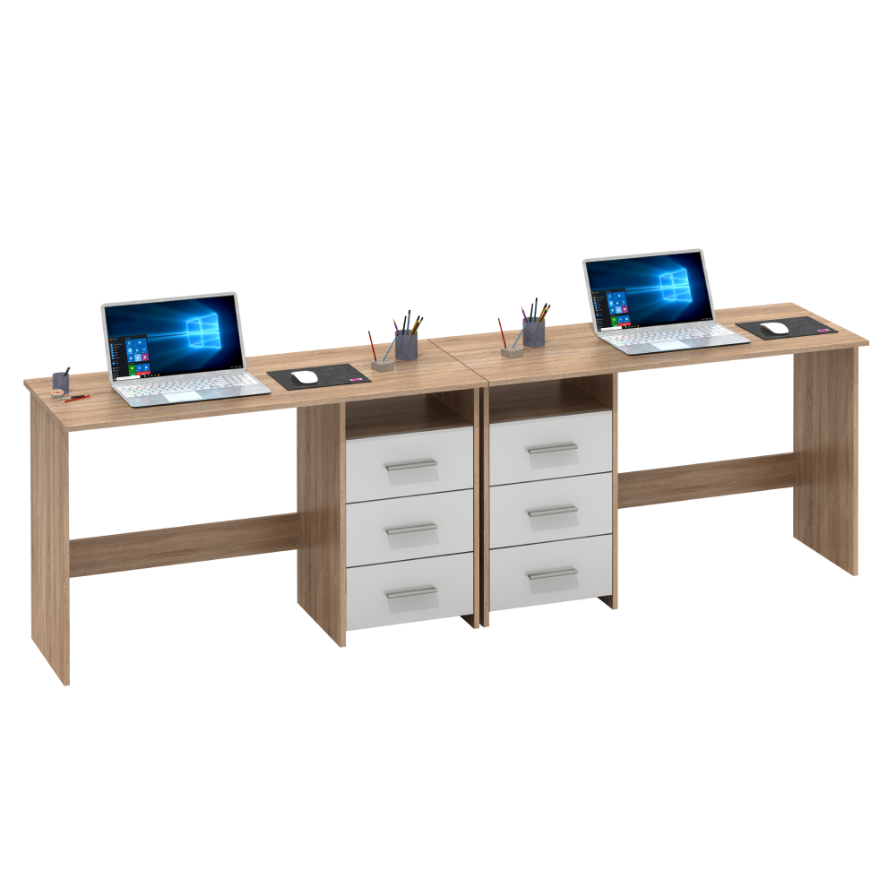 PC stůl, dub sonoma/bílá, LARISTOTE NEW