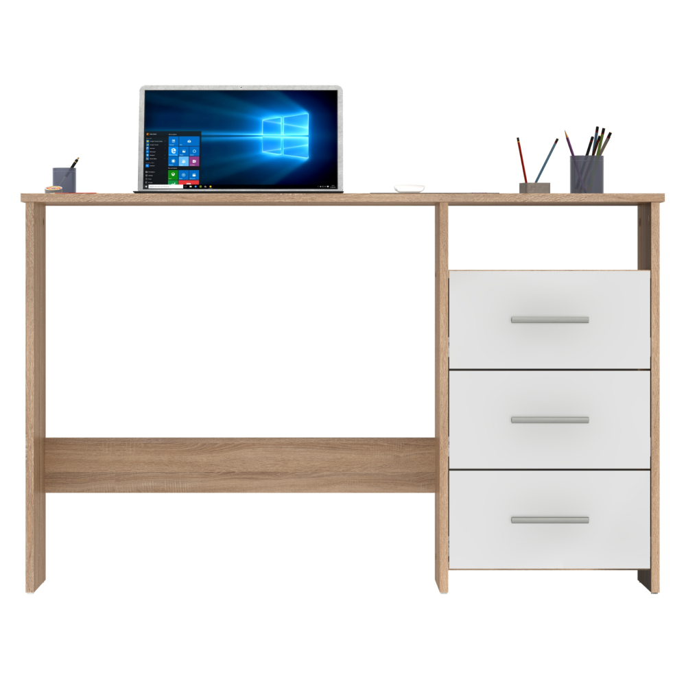 PC stůl, dub sonoma/bílá, LARISTOTE NEW