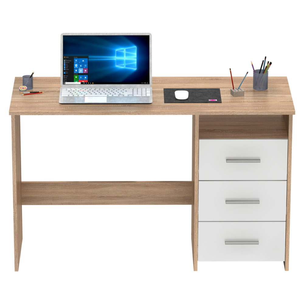 PC stůl, dub sonoma/bílá, LARISTOTE NEW