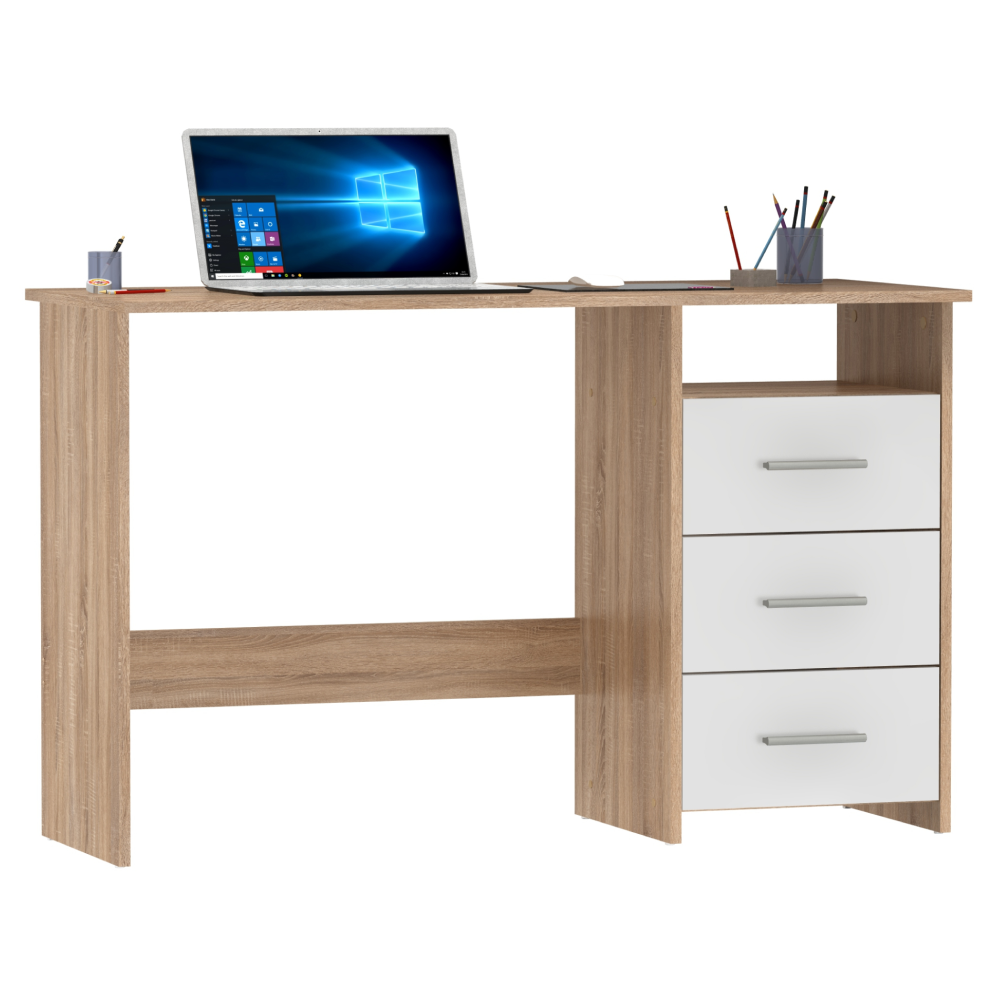 PC stůl, dub sonoma/bílá, LARISTOTE NEW