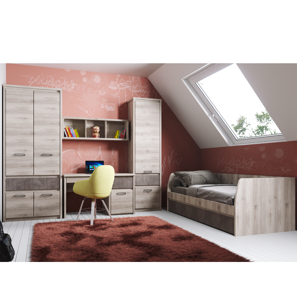 Postel 2S, 90x200, kaštan nairobi/onyx, JESI NEW