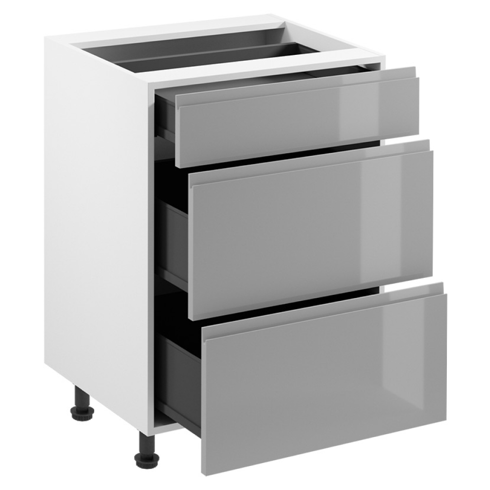 Spodní skříňka, bílá/šedá extra vysoký lesk HG, AURORA D60S3