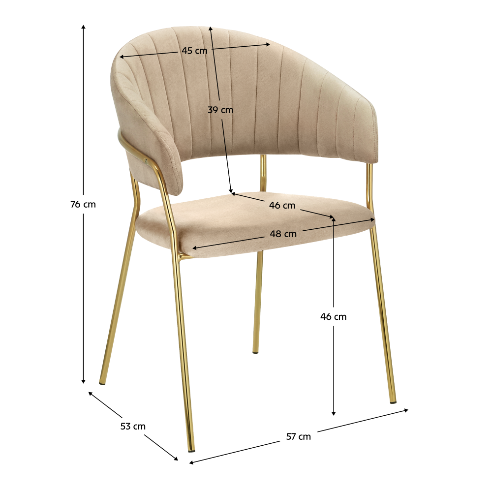 Designové jídelní křeslo, béžová Velvet látka/gold chrom zlatý, DASMIN NEW TYP 1