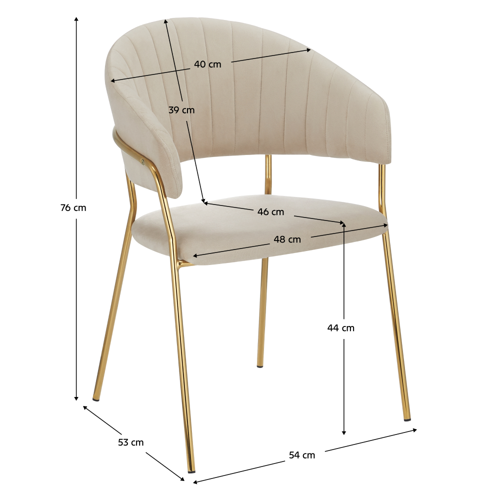Designové jídelní křeslo, béžová Velvet látka/gold chrom zlatý, DASMIN NEW TYP 1