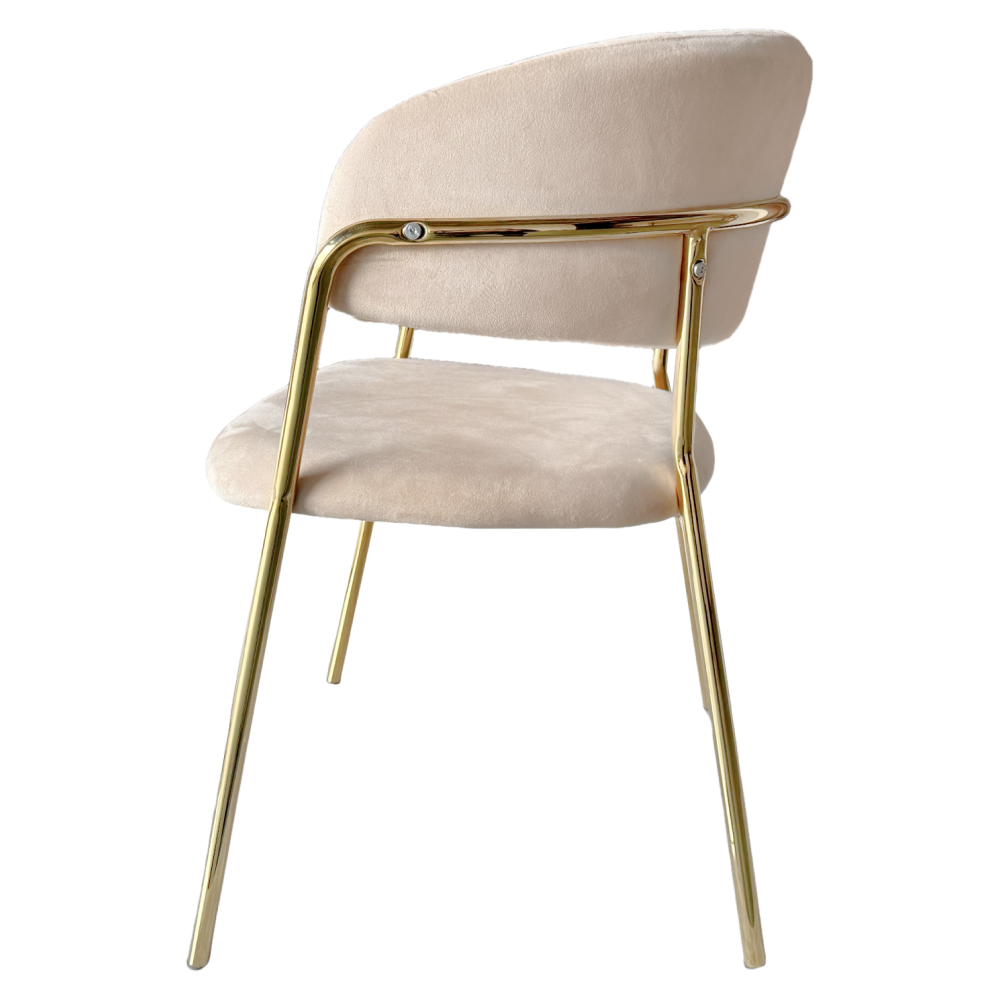 Designové jídelní křeslo, béžová Velvet látka/gold chrom zlatý, DASMIN NEW TYP 1