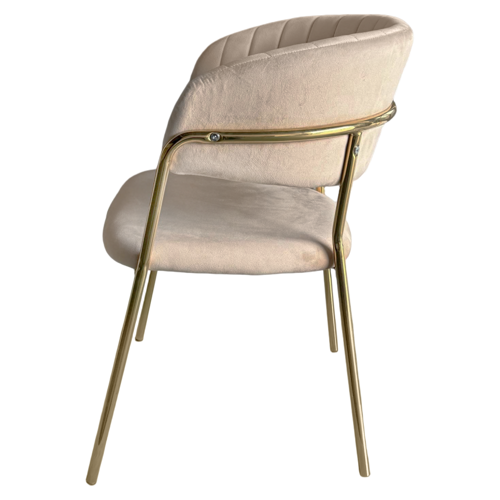 Designové jídelní křeslo, béžová Velvet látka/gold chrom zlatý, DASMIN NEW TYP 1