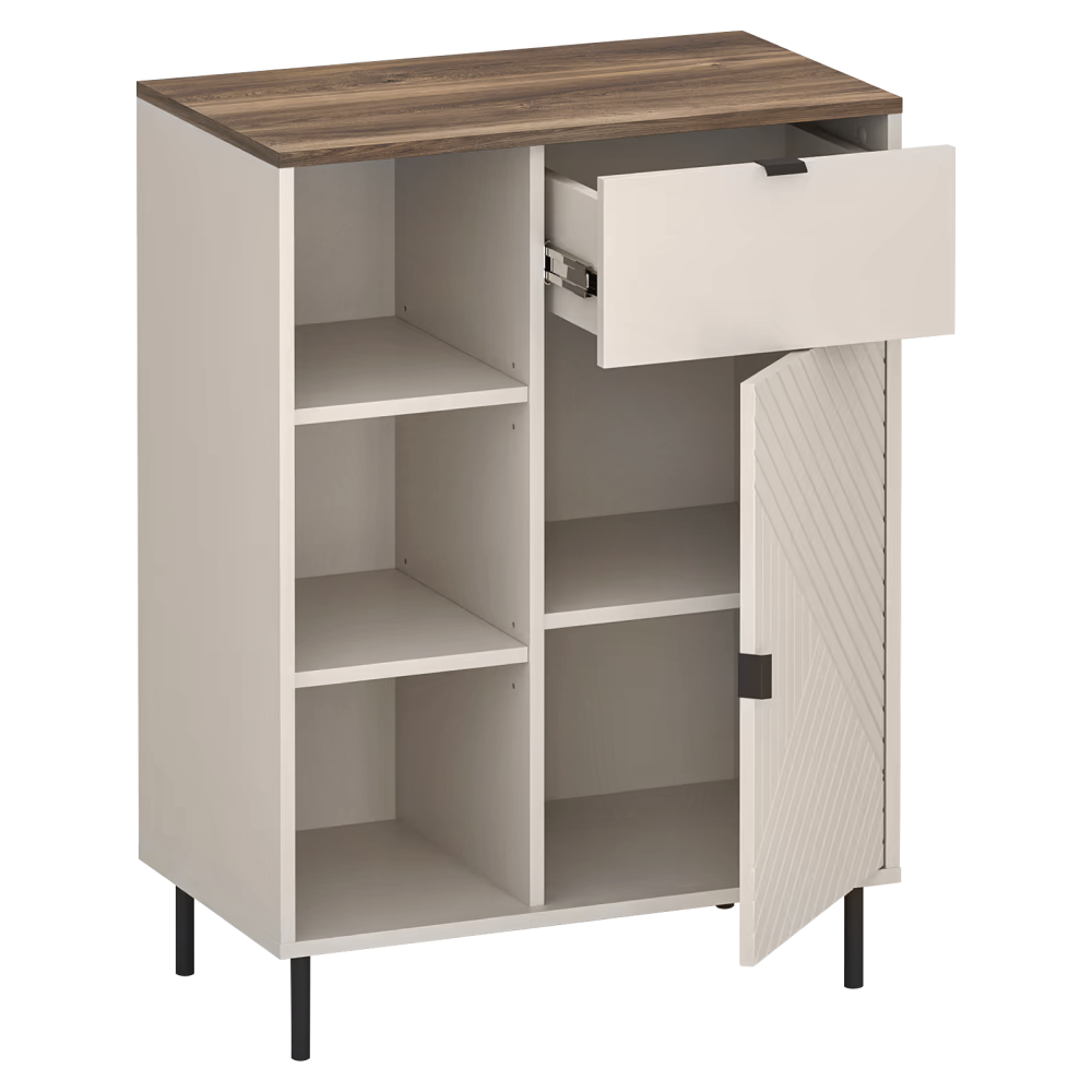 Nízký regál, kašmír/dub castello, EYCO 1D1S