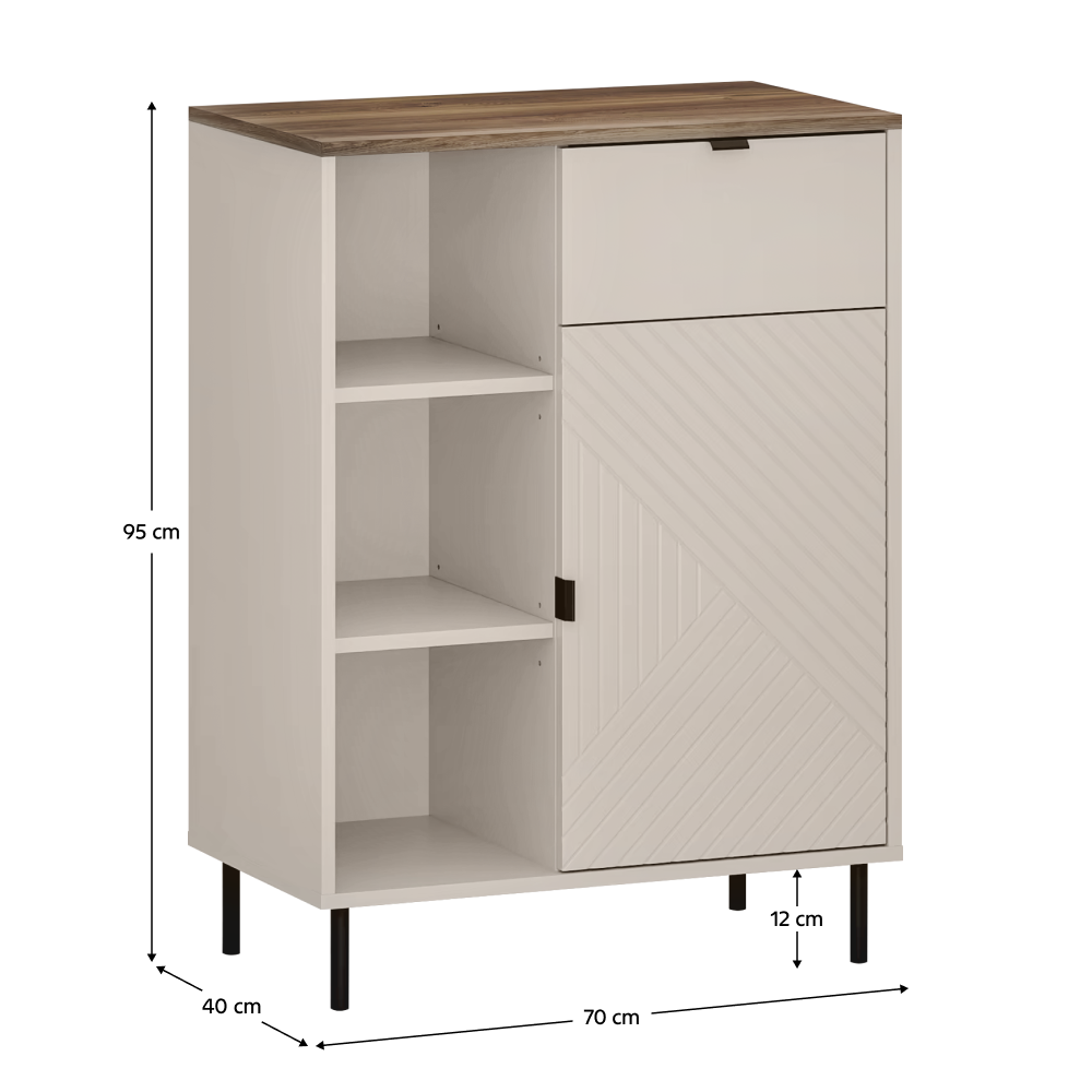 Nízký regál, kašmír/dub castello, EYCO 1D1S