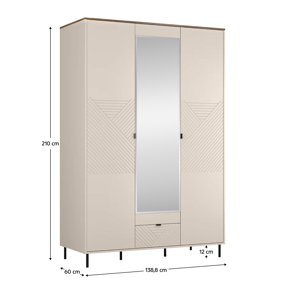 Skříň, kašmír/dub castello, EYCO 3D1S