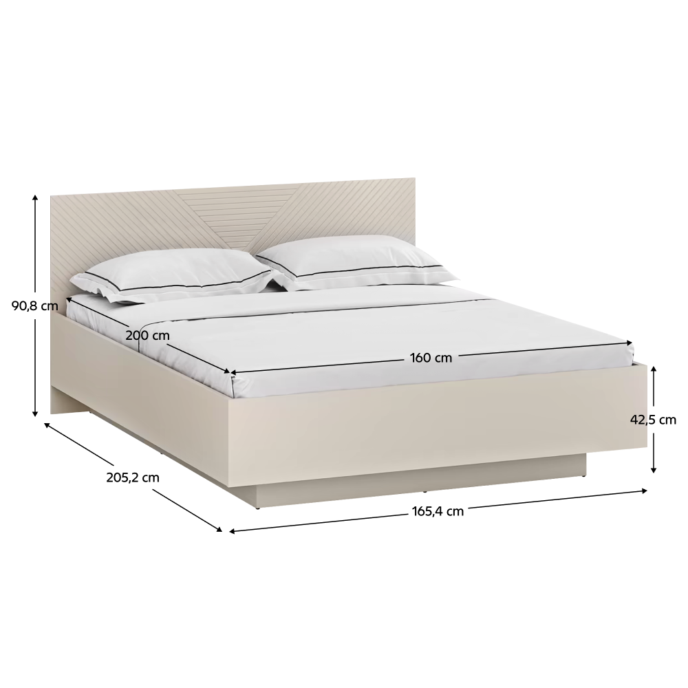 Postel s roštem, 160x200, kašmír/dub castello, EYCO