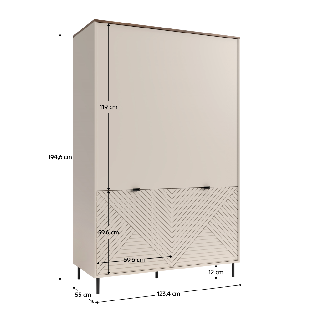 Skříň, kašmír/dub castello, EYCO 4D