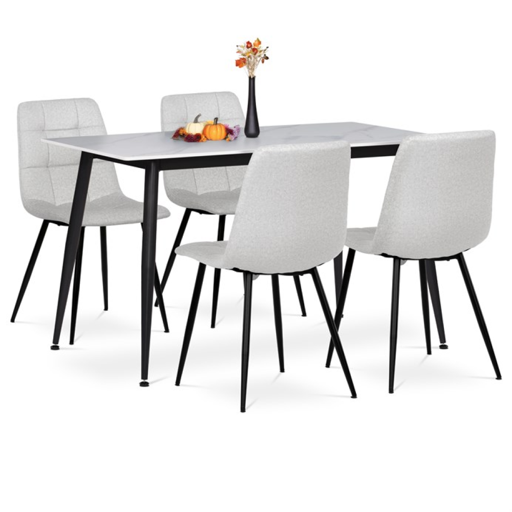 ASE-1038 WT2 - Jídelní set s 4 židlemi, 130x70x76cm, keramika, mramor, ASE-1038 WT2